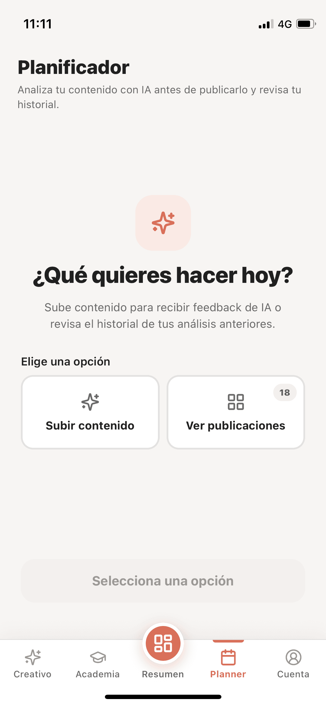 Pantalla Planificador de BoostGram